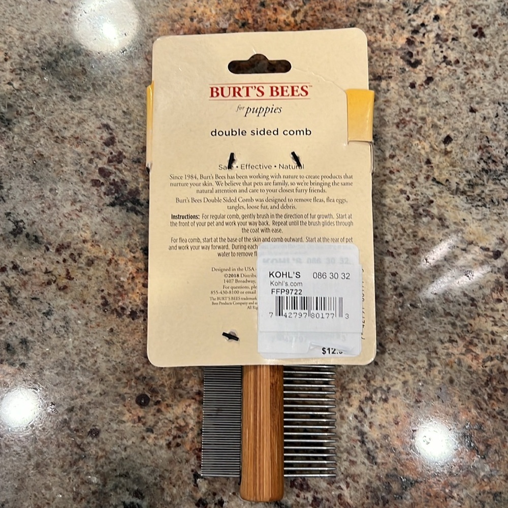 NWT Burt’s Bees Double Sided Flee Comb - Picture 2 of 2